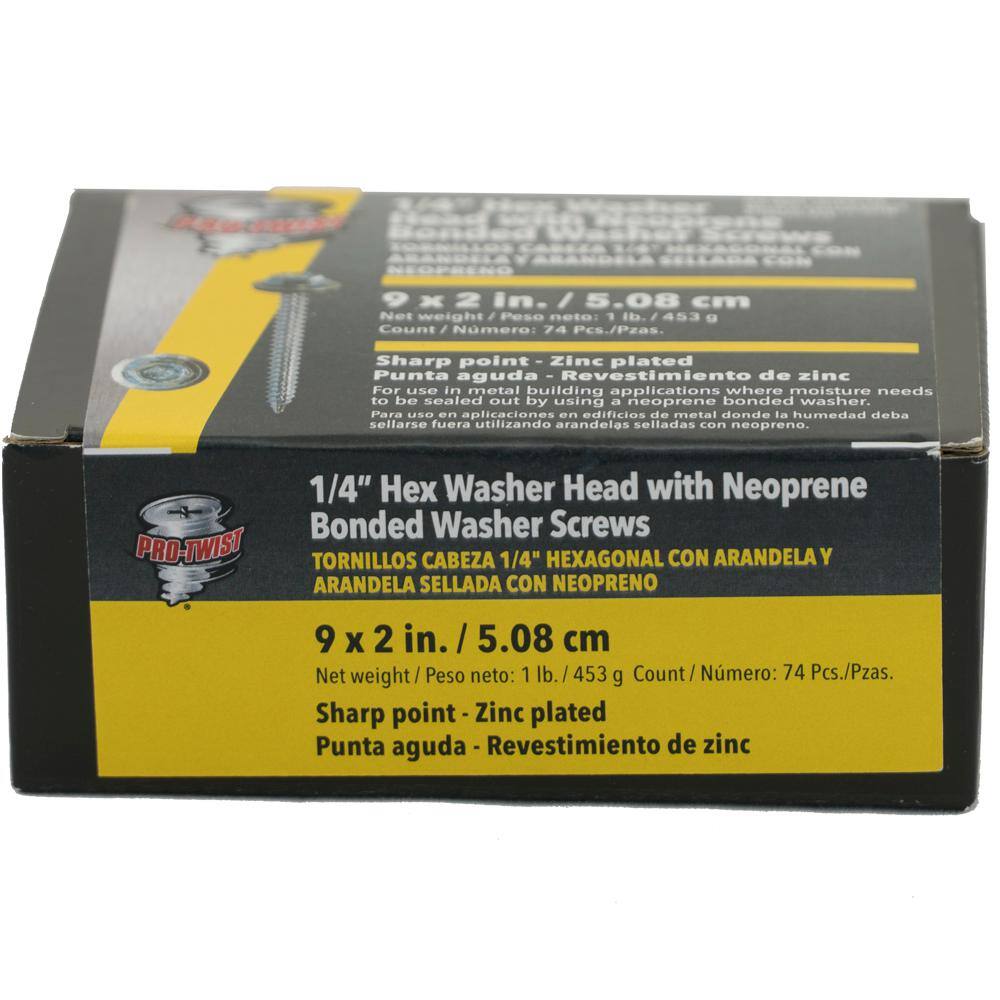 9x2-1/2 Hex Head Roofing Screws with Neoprene Washer Weather Coat 25 