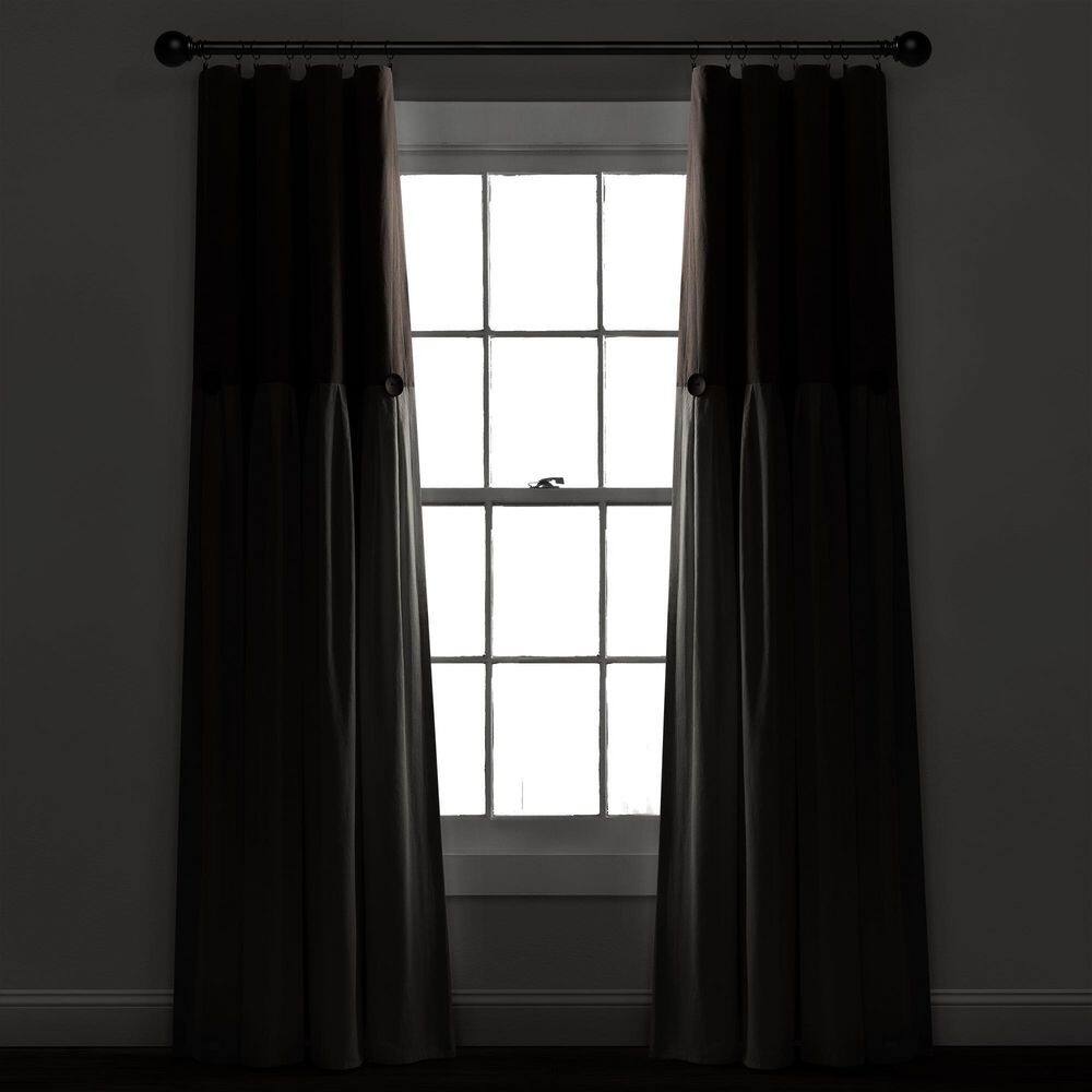 Linen Button Blackout Pleated Window Curtain Panel 40x84