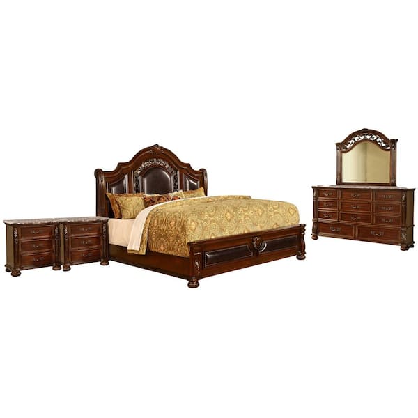 Best Master Furniture Barracuda 5-Piece Cherry Traditional King Bedroom Set