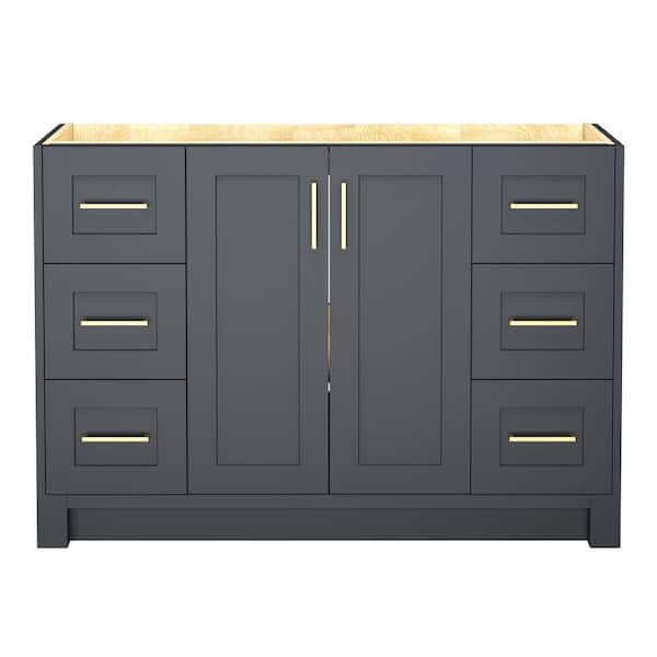 48 in. W x 21.5 in. D x 33.5 in. H Solid Wood Bathroom Vanity Base Shaker Bath Vanity Cabinet without Top in Deep Blue