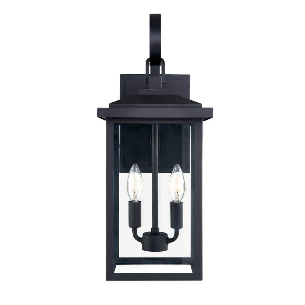 Kawoti 19.75" Black Glass 2-Light Outdoor Wall Lantern