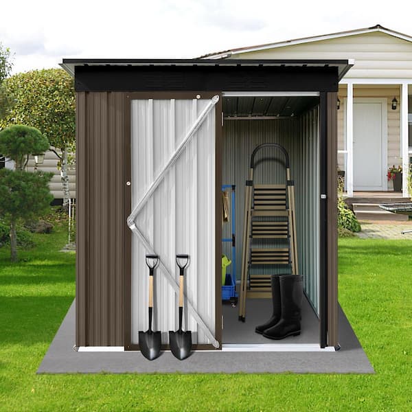 Metal garden sheds 5ftx4ft outdoor storage sheds Brown + Black