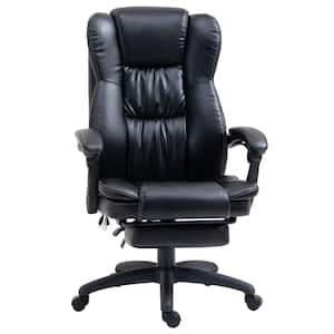 Black PU Sponge Massage Office Chair with 6-Point Vibration Massage Reclining Back Adjustable Height