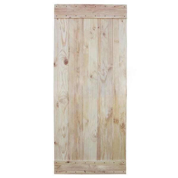CALHOME 36 in. x 84 in. Unfinished 2-Side Knotty Pine Solid Wood Interior Barn Door Slab
