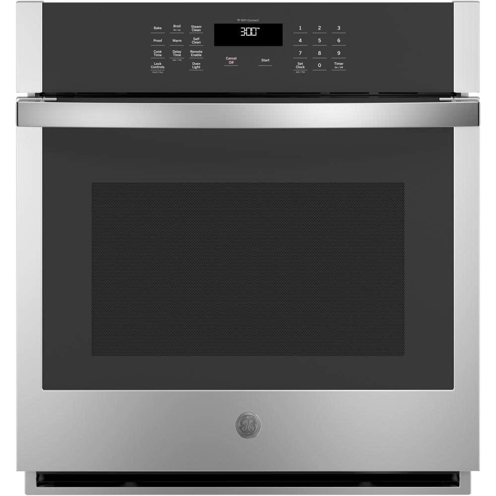 GE 27 in. Smart Single Electric Wall Oven Self-Cleaning in Stainless Steel, Silver