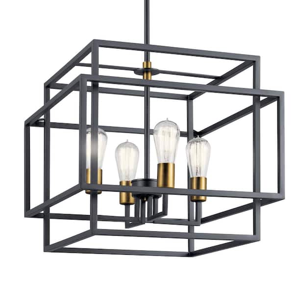 THEREDTHREAD wh×bk KICHLER Taubert 4-Light Black/Natural Brass Mid-Century