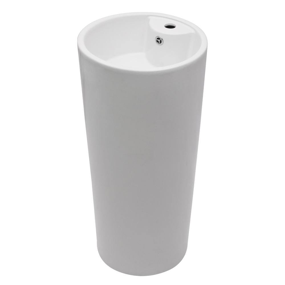 15 in. Round Ceramic Bathroom Pedestal Sink in Glossy White with Single Faucet Hole and Overflow price history on PriceWatchPro