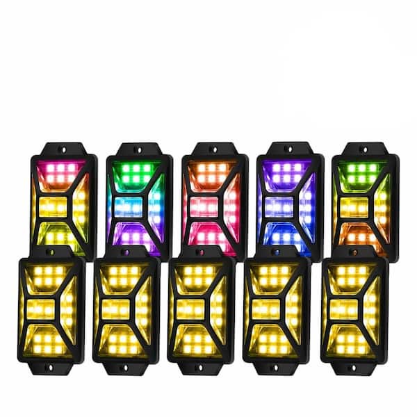 10-Pod Full-Angle RGB LED Rock Lights for 12V Trucks, Jeep, UTV, SUV, ATV, Boat and Golf Cart, Multicolor