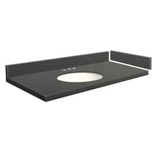25.5 in. W x 22.25 in. D Quartz Vanity Top in Urban Gray with White Basin and Widespread