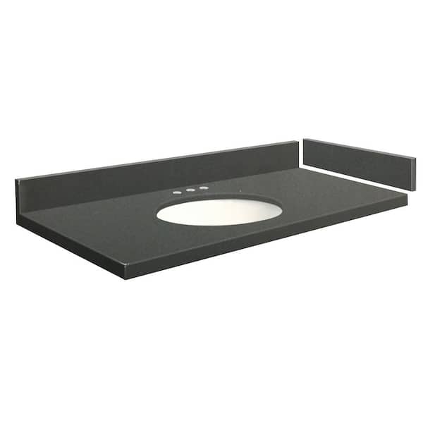 Transolid 37.25 in. W x 22.25 in. D Quartz Vanity Top in Urban Grey with Widespread White Basin