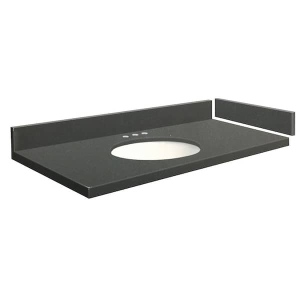 Transolid 48.75 in. W x 22.25 in. D Quartz Vanity Top in Urban Grey with White Basin and Widespread