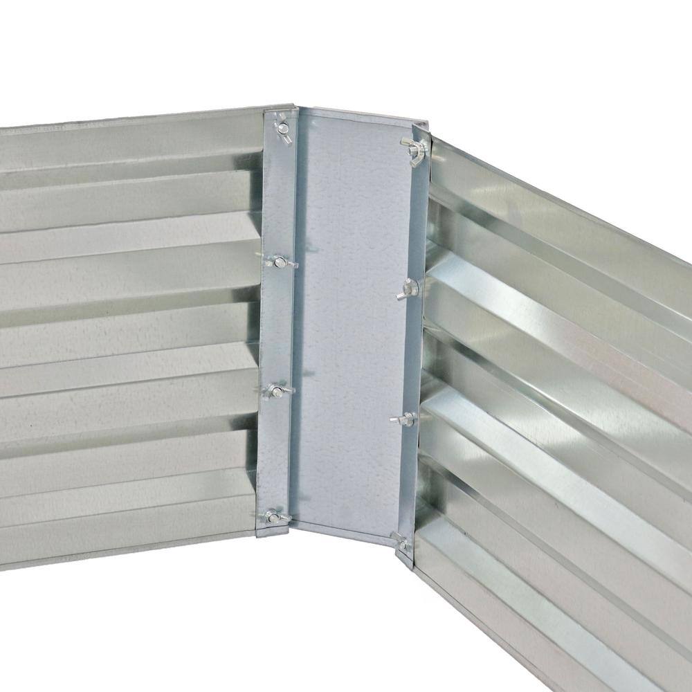 Silver Galvanized Steel Rectangle Raised Garden Bed for Outdoor Patio