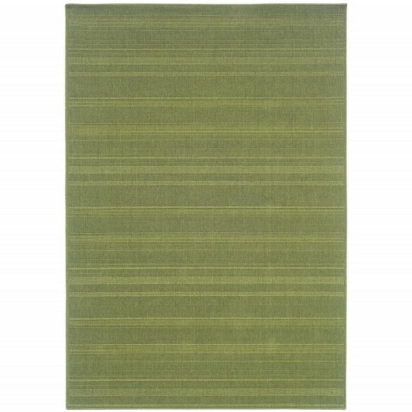 Green 9 ft. x 13 ft. Loomed Polypropylene Rectangle Indoor/Outdoor Area Rug