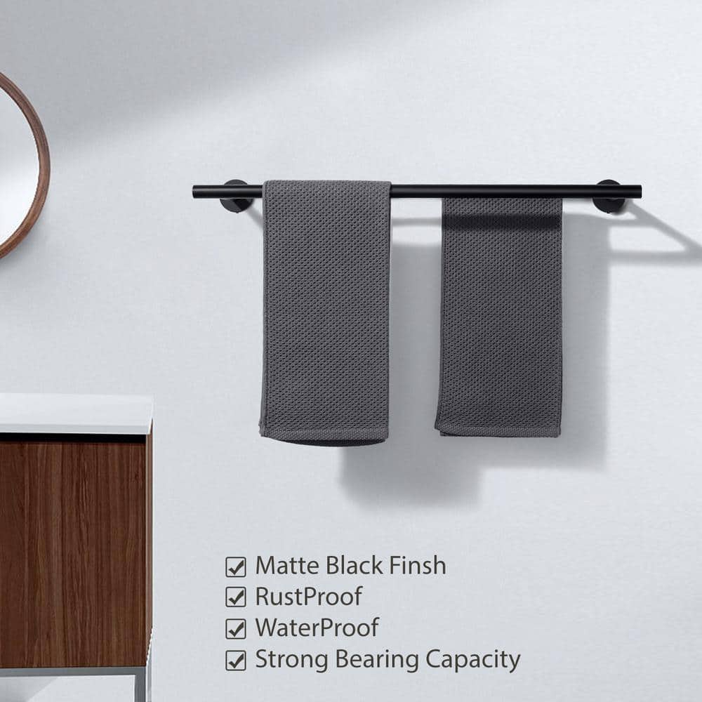 24-Inch Matte Black Stainless Steel Double Towel Bar