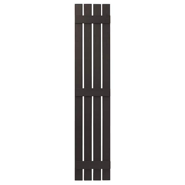 Ply Gem 16 in. x 75 in. Polypropylene 4 Board Open Board and Batten Shutters Pair in Brown