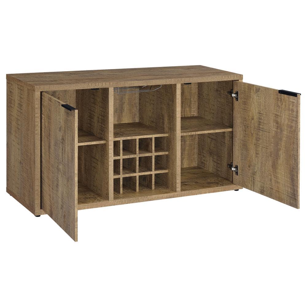 Rustic Brown Mango Wood Sideboard with Wine Storage