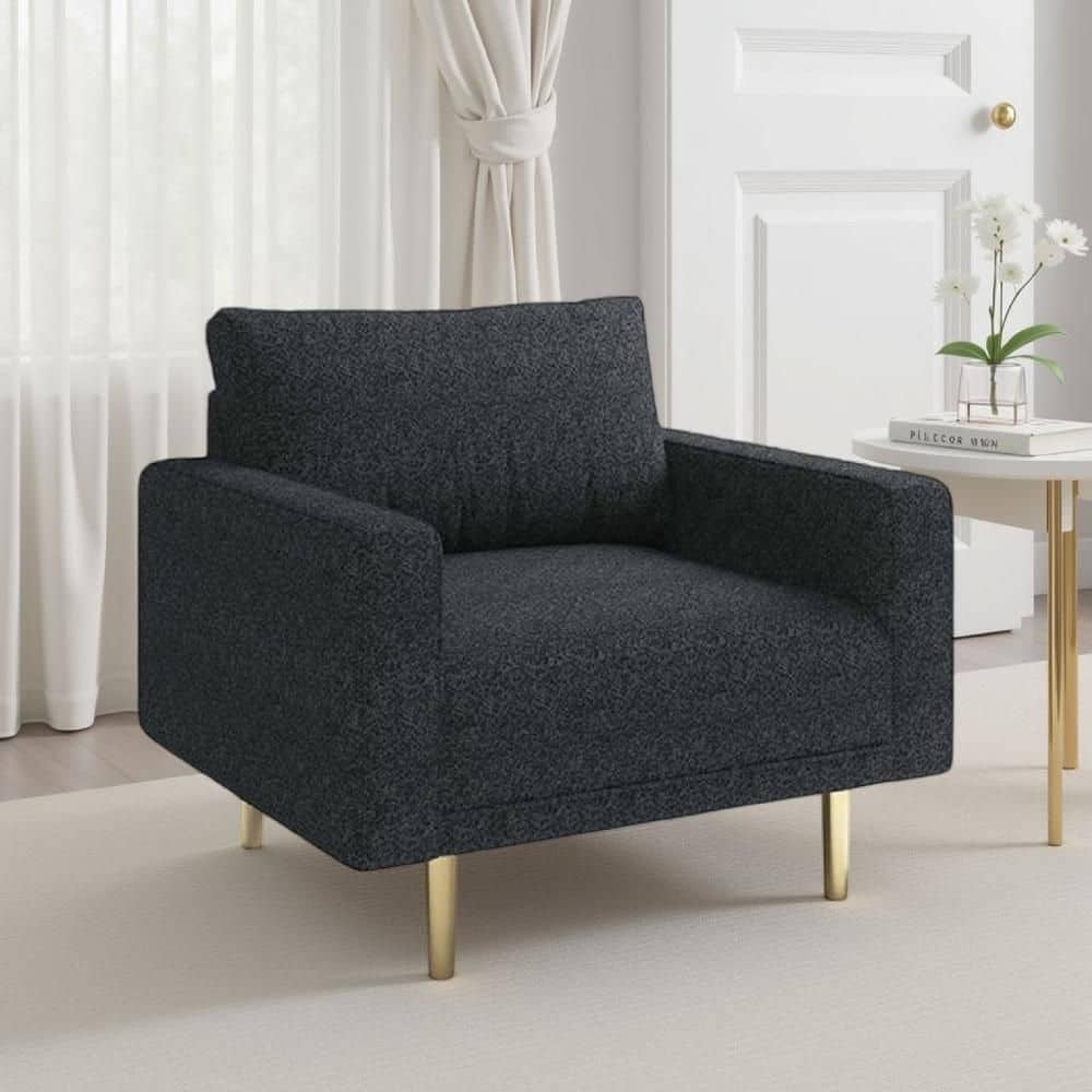 Remy Black and Gold Boucle Accent Sofa Chair with Gold Legs price history on PriceWatchPro