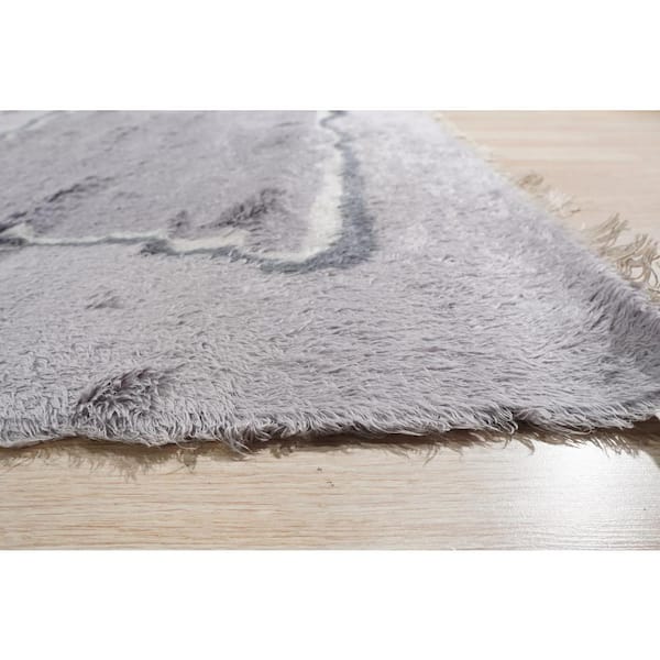 Purple Hand-Knotted Wool Contemporary Art Deco Rug, 8' x 10'