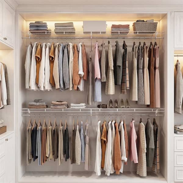 平棚720x300x235 HONEY JOY 72 in. W x 12 in. D Steel Wire Closet Shelf with Hanging