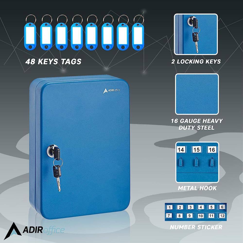 Blue Steel Wall-Mount Key Cabinet with Secure Lock
