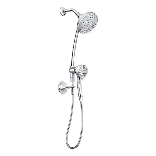 MOEN Attract Magnetix 6-Spray 6.75 in. Dual Wall Mount Fixed and Handheld Shower Heads 1.75 GPM with Slidebar in Chrome