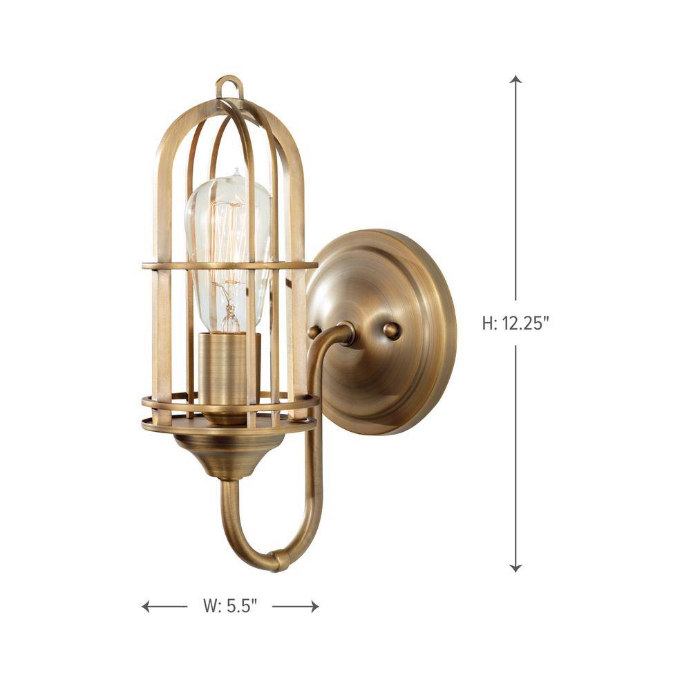 Dark Antique Brass Industrial Cage Wall Sconce