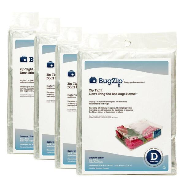 BugZip Bed Bug Resistant Drawer Lining and Clothing Encasement (4-Pack)