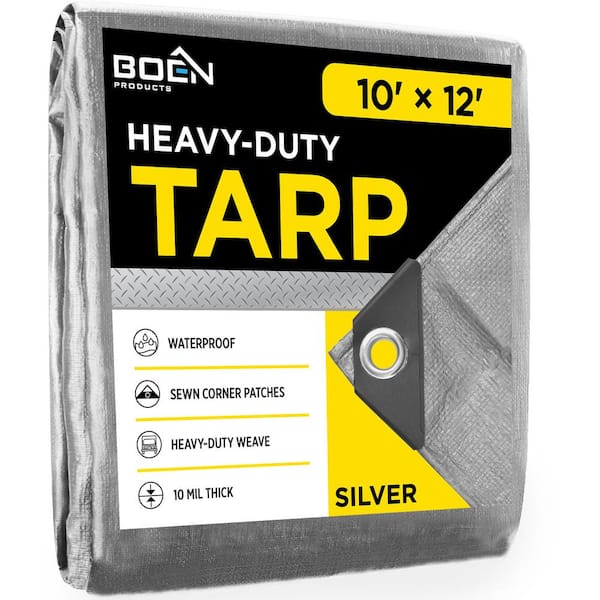 BOEN 10 ft. W x 12 ft. L Silver Tarp 14x14 Weave