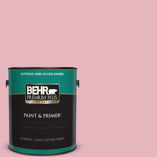 BEHR PREMIUM PLUS 1 gal. #M140-3 Premium Pink Semi-Gloss Enamel Exterior Paint & Primer