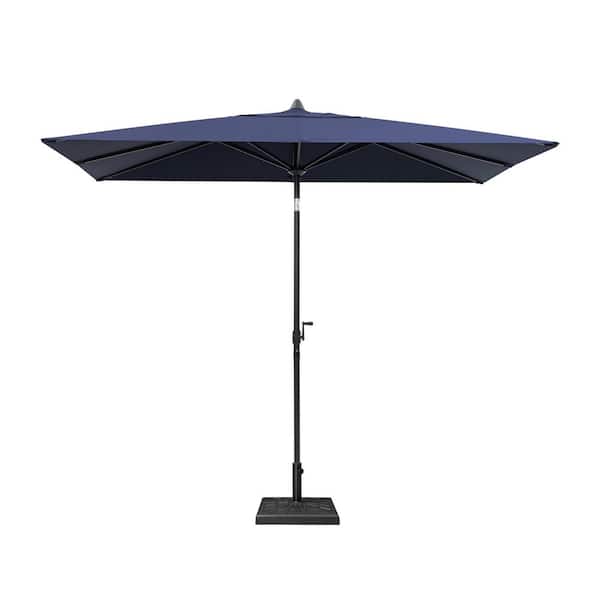 9 x 5 ft. Iron Single Top Swinging Head Patio Umbrella in Navy Blue with 43 lbs. Base Stand
