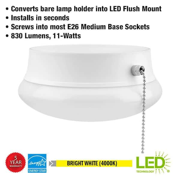 Commercial Electric Spin Light 7 in. Closet Light LED Flush Mount with Pull Chain Hallway Lighting Stairway Lighting Garage (8-Pack)