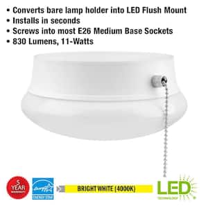 Spin Light 7 in. Closet Light with Pull Chain LED Flush Mount Ceiling Light 830 Lumens 4000K Bright White Basement Light