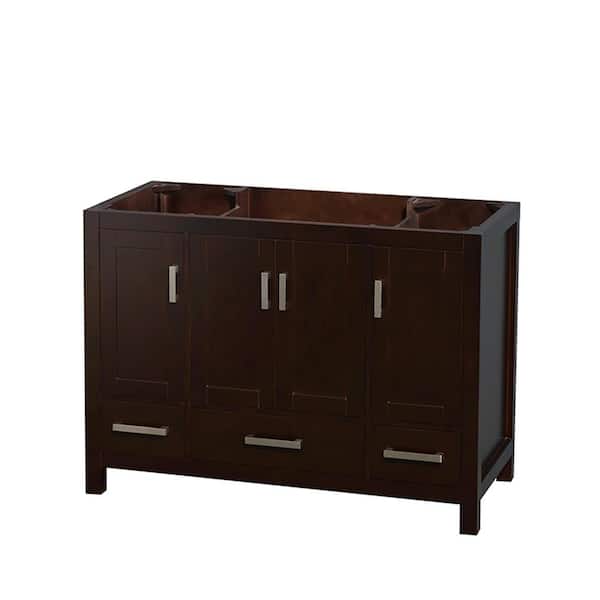 Wyndham Collection Sheffield 47 in. W x 21.5 in. D x 34.25 in. H Single Bath Vanity Cabinet without Top in Espresso
