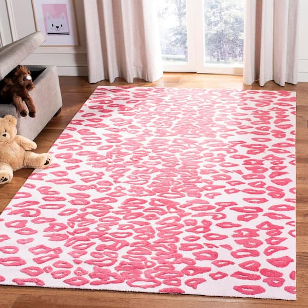 Kids 6 ft. x 6 ft. Ivory/Red Spotted Square Area Rug