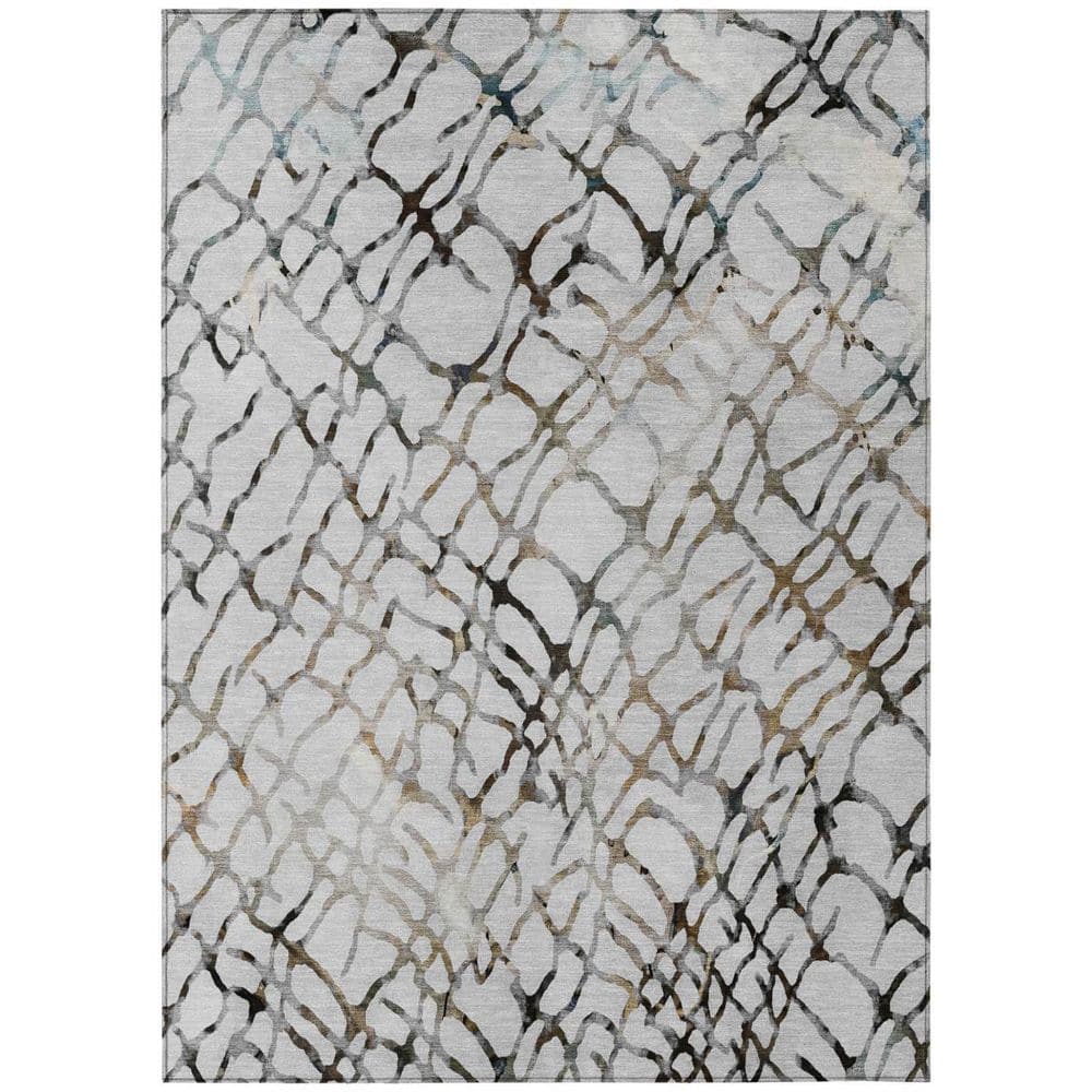 Silver, Gray, Charcoal 3 ft. x 5 ft. Woven Abstract Polyester Rectangle Indoor/Outdoor Area Rug price history on PriceWatchPro