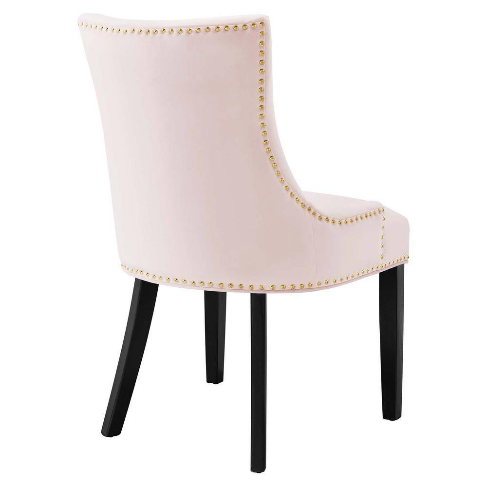 Pink Velvet Upholstered Dining Chairs with Wood Legs