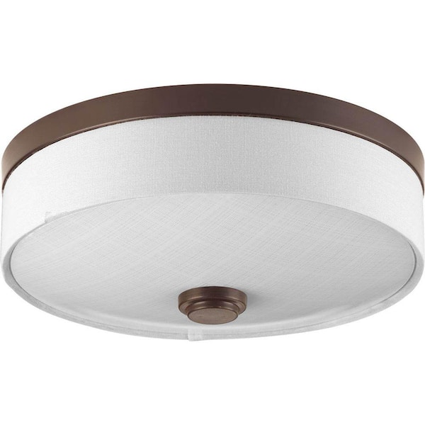 Progress Lighting 10 in. Weaver Collection 1-Light Antique Bronze Integrated LED Flush Mount