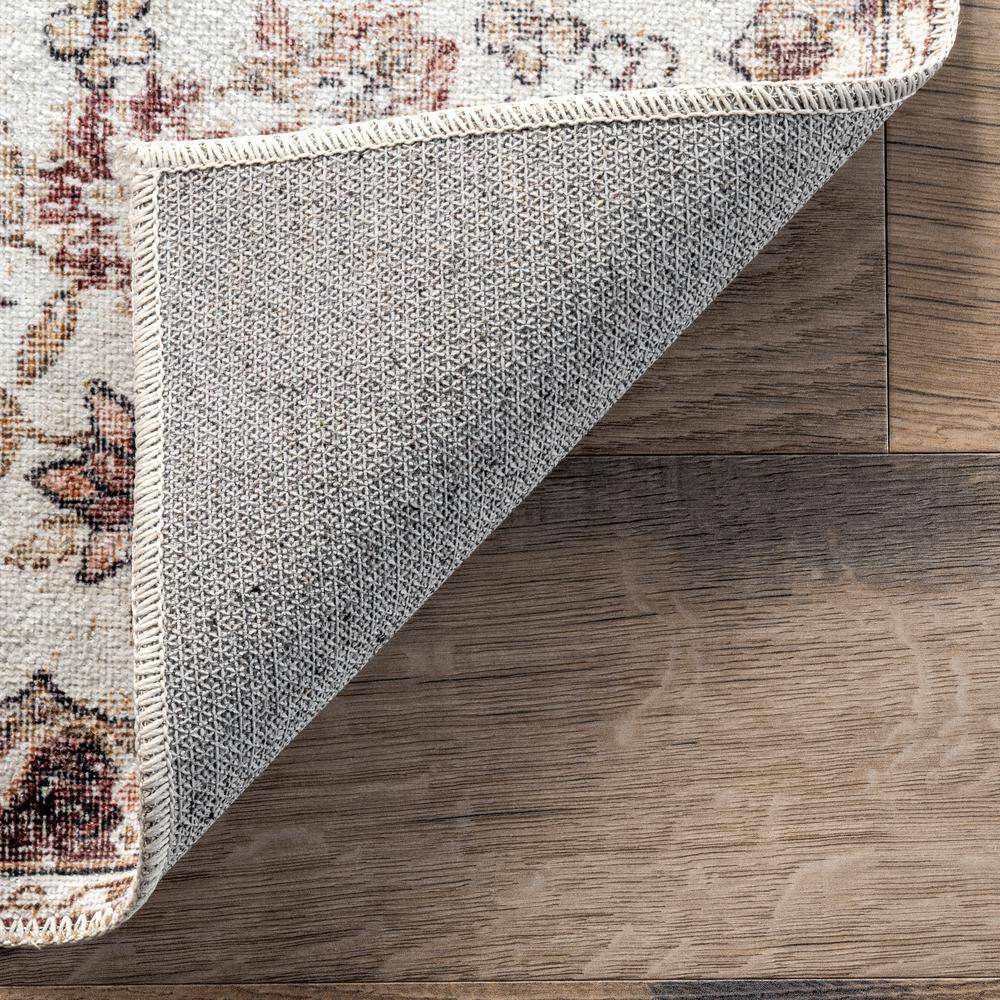Elegant Light Pink Medallion 4' x 6' Washable Synthetic Rug