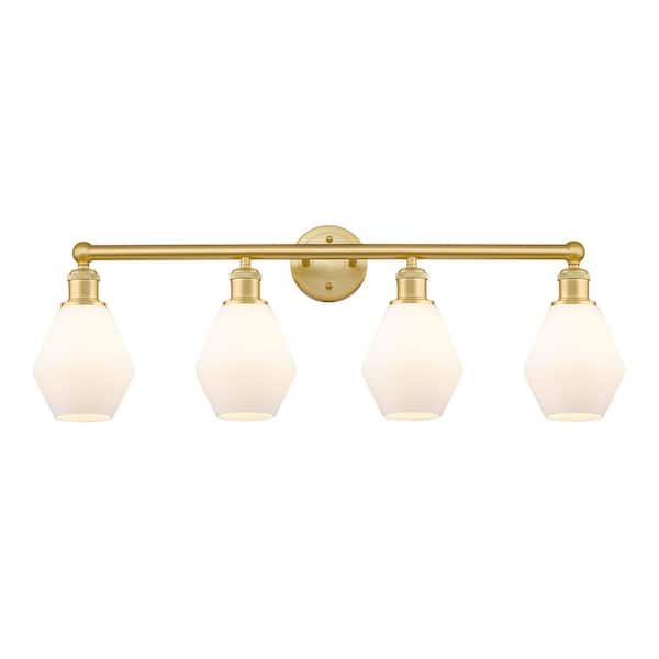 Cindyrella 33 in. 4-Light Satin Gold Vanity Light with Glass Shade