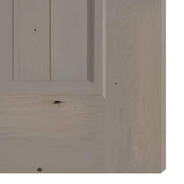 DIY RTA Kit 32in.x80in. Right-Handed Half Clear Glass Window Grey Stain Knotty Alder Wood Ready To Assemble Front Door