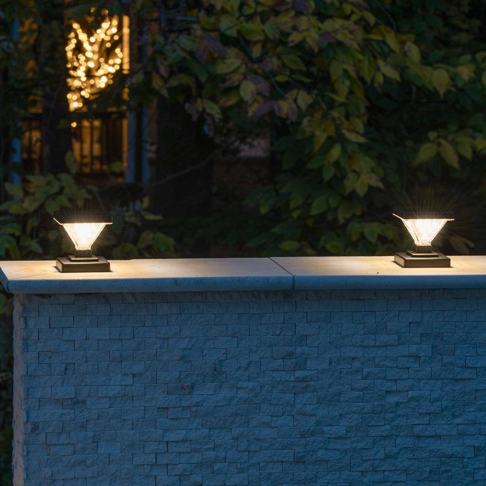 Black Solar LED Dusk to Dawn Post Cap Lights Multipack