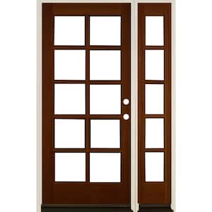 50 in. x 80 in. French LH Full Lite Clear Glass Red Chestnut Stain Douglas Fir Prehung Front Door with RSL