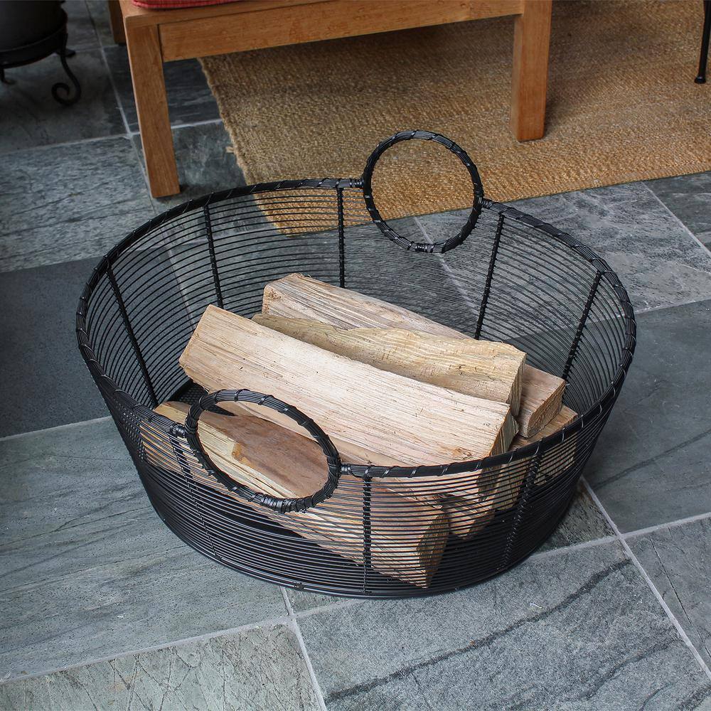 25" Airy Hand-Woven Steel Harvest Basket with Powder-Coat Finish