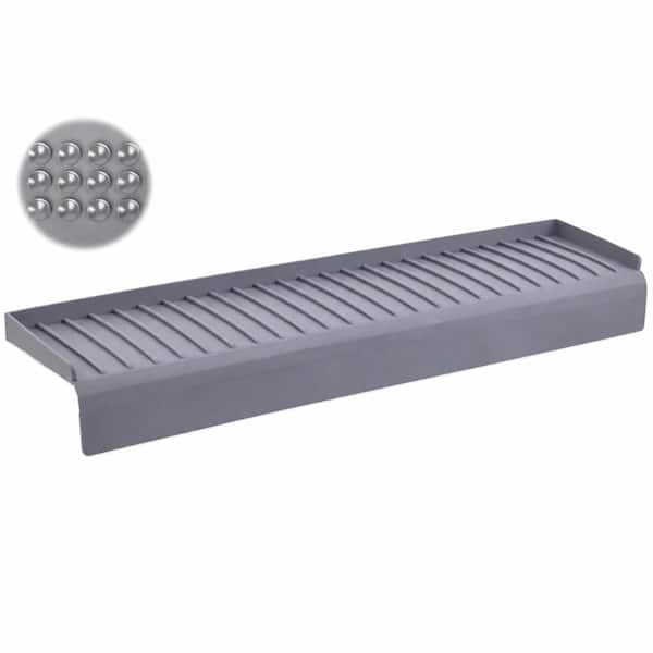 4 in. x 24 in. Grey Silicone Sink Edge Splash Guard with Suction Cup Base for Kitchen and Bathroom