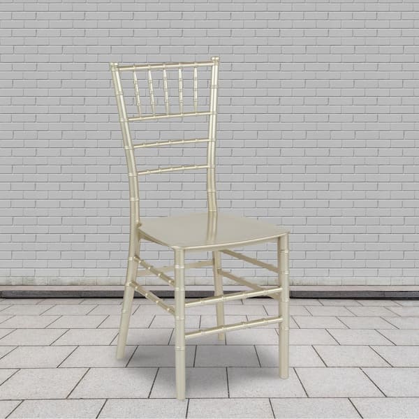 Champagne Flat Seat Resin Chiavari Chairs (Set of 2)