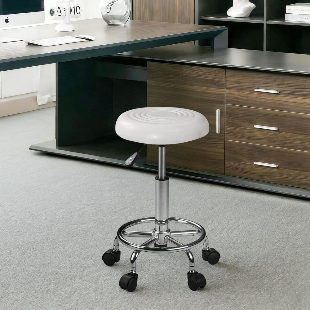 VECELO Office Stool Faux Leather Adjustable Hight Swivel Rolling ...