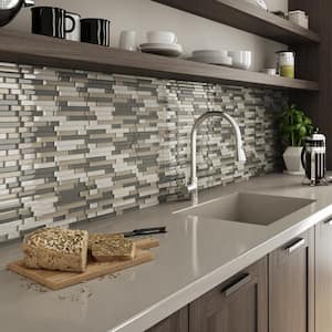 Placidity Mixed Grays 11.65 in. x 11.69 in. x 5 mm Glass Peel & Stick Wall Mosaic Tile (5.68 sq. ft./case)