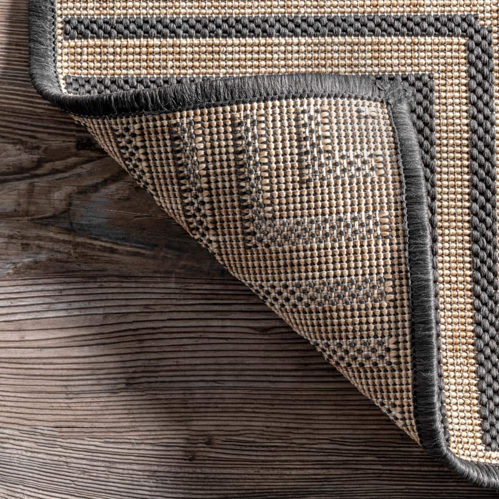 Dark Grey Rectangular Synthetic Indoor/Outdoor Area Rug