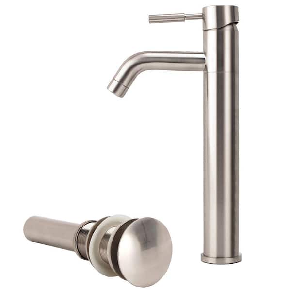 Fontaine New European 1-Hole 1-Handle Low-Arc Bathroom Vessel Faucet with Drain Assembly in Brushed Nickel