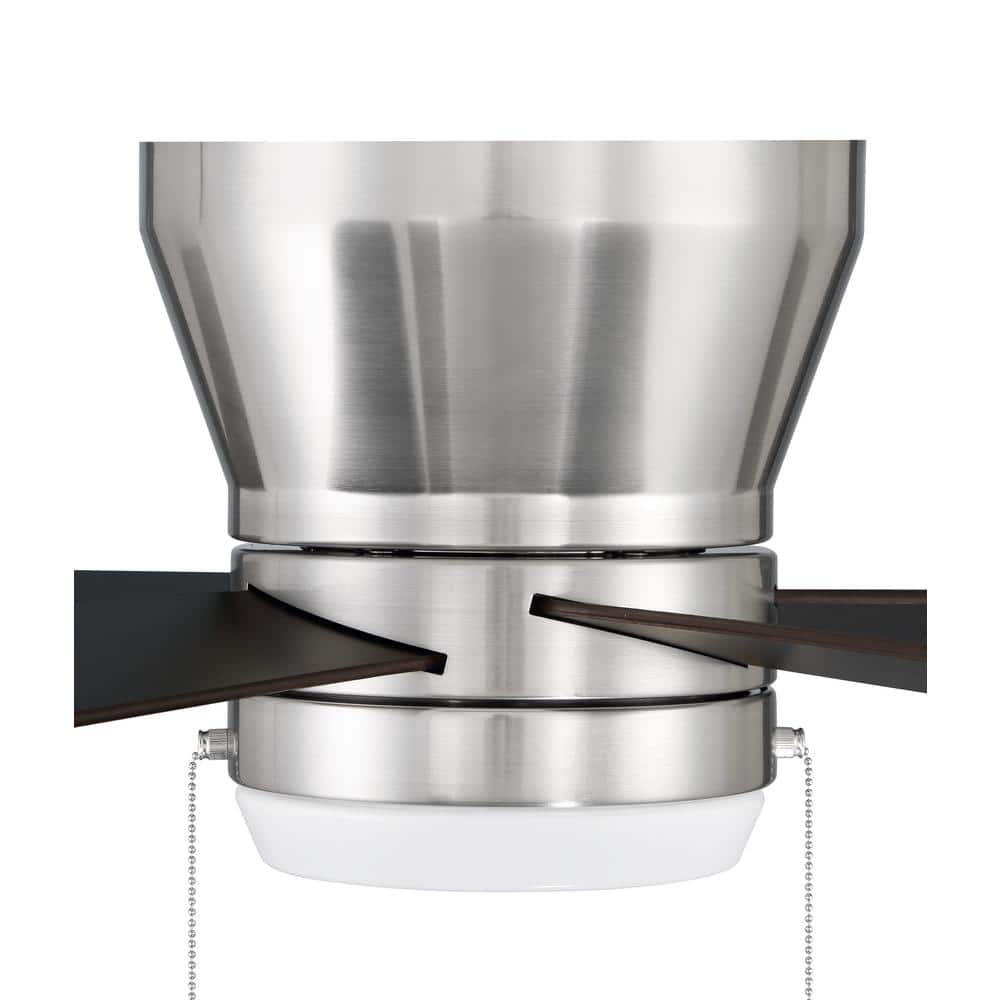 Merit 52" Brushed Polished Nickel Flush Mount Ceiling Fan with LED Light